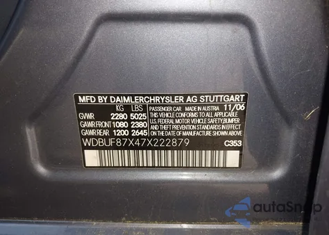 2007 Mercedes-Benz E 350 4Matic z USA, uszkodzony, nr VIN WDBUF87X47X222879